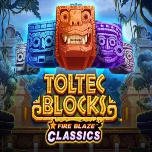 Fire Blaze: Toltec Blocks slot logo by Rarestone Gaming at CasinobossyFire Blaze: Toltec Blocks